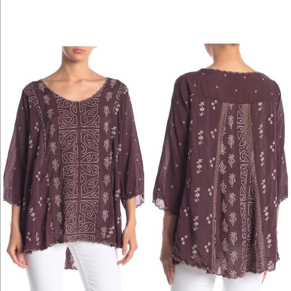 NWT Johnny Was Raisen Scalloped Top